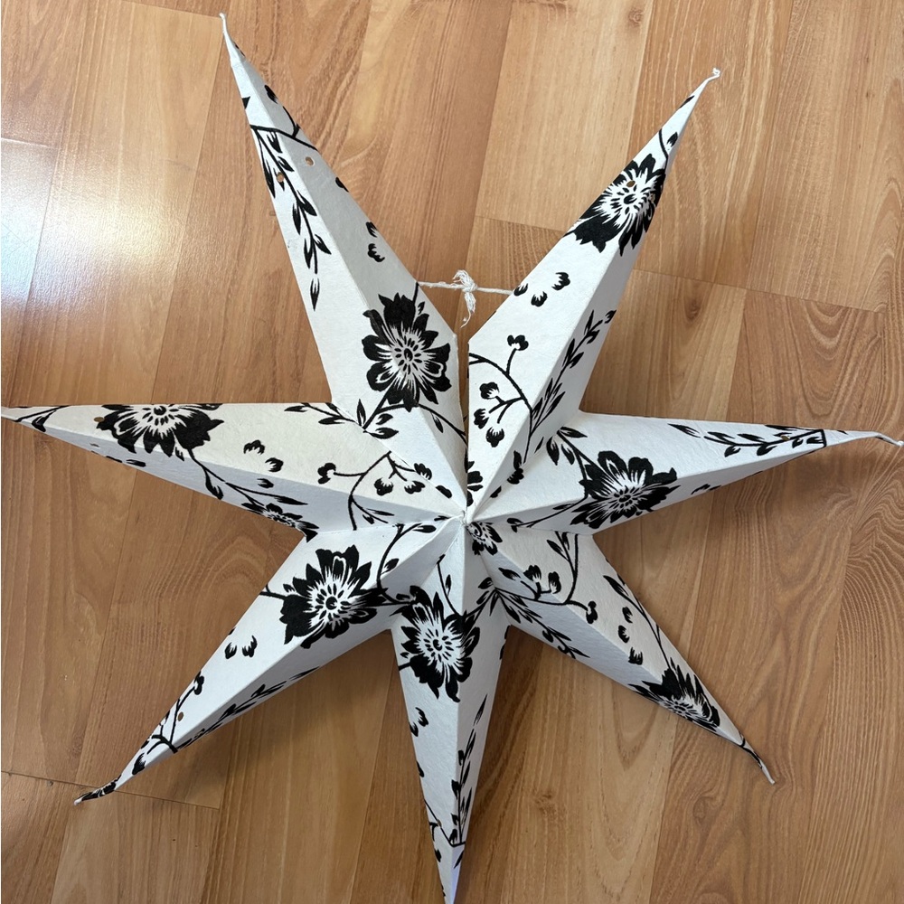 Black and White Floral Star Paper Lantern